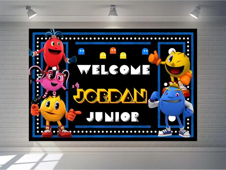 

custom Pacman party happy birthday baby child photo background photography backdrops quality vinyl
