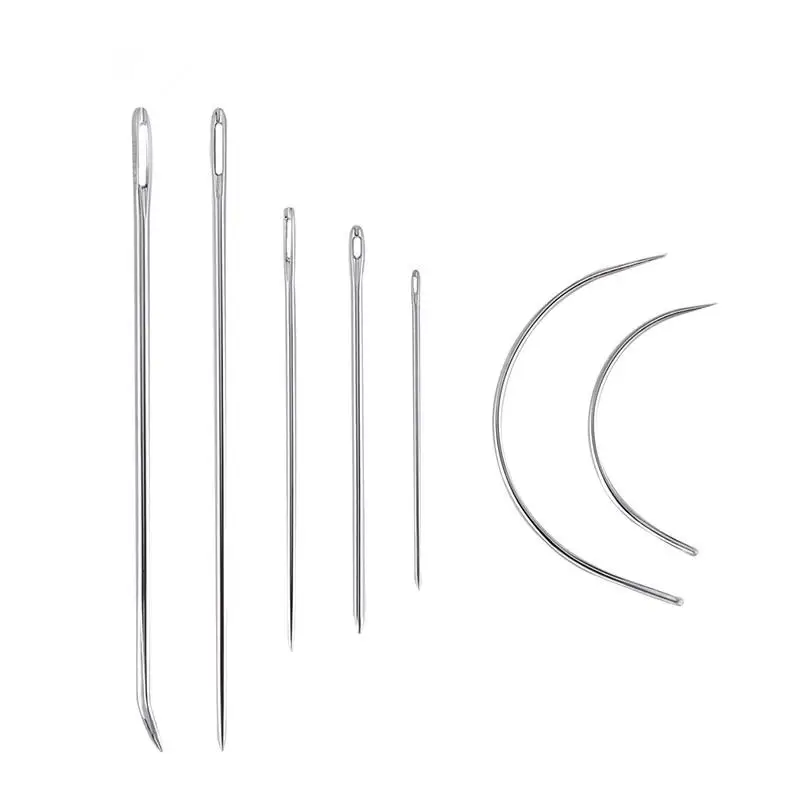 Leather Sewing Needles Hand Craft DIY Curved Needles Repair Fur Stainless Steel Pin Stitch Needlework Kit 7Pcs/Set sewing needles,embroidery kit,sewing knitting tools