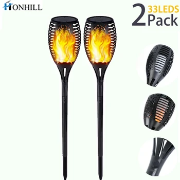 

Honhill 33/96 LED Solar Flame Lamp Flickering Outdoor IP65 Waterproof Landscape Yard Garden Light Path Lighting Torch Light 4pcs