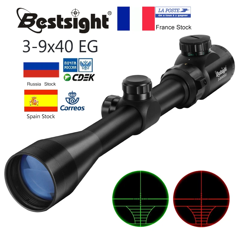 Telémetro óptico para ir de caza, accesorio para rifle de francotirador, iluminado, mira telescópica, de color verde y rojo, 3-9x40