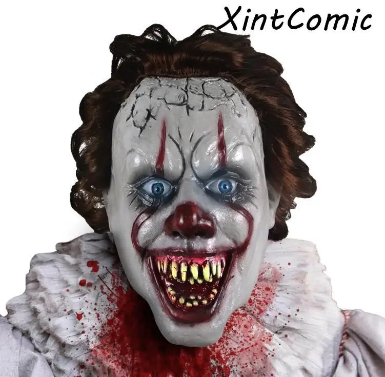 Маска пеннивайза из латекса для косплея Стивена Кинга It Chapter Two 2 Страшный Джокер