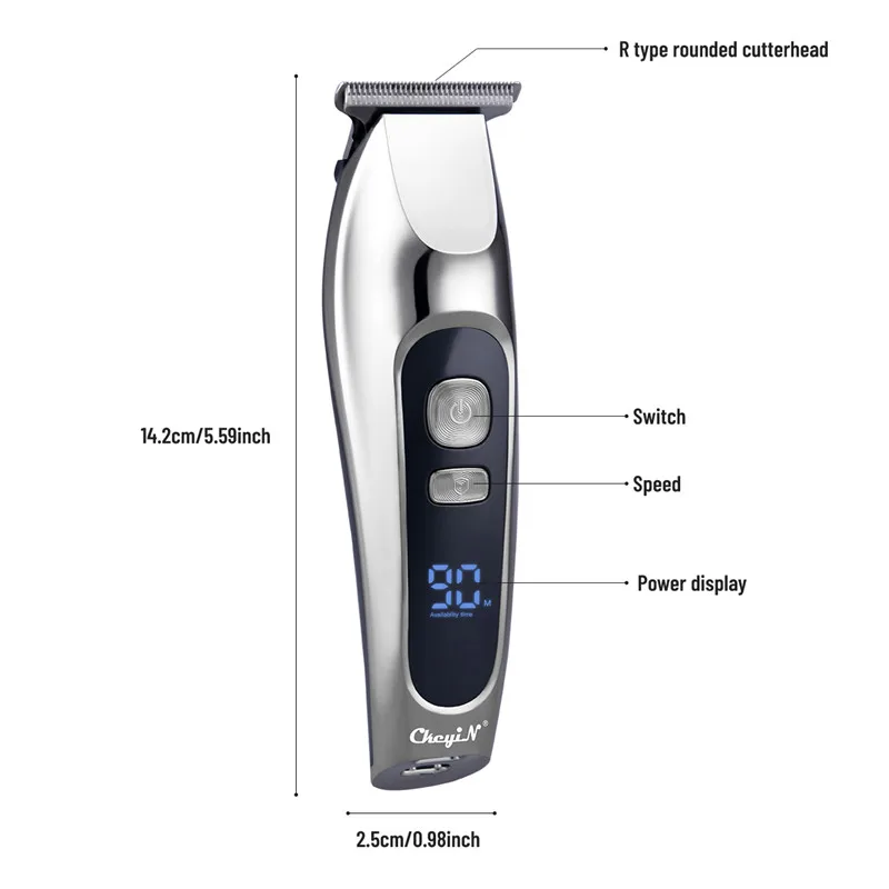 Máquina de Cortar Cortador de Cabelo Máquina de Corte de Cabelo sem Fio dos Homens Corte de Cabelo Ckeyin Elétrica Cabelo Barbeiro Aparador Display Lcd Usb 8 máquina de corte de cabelo sem fio