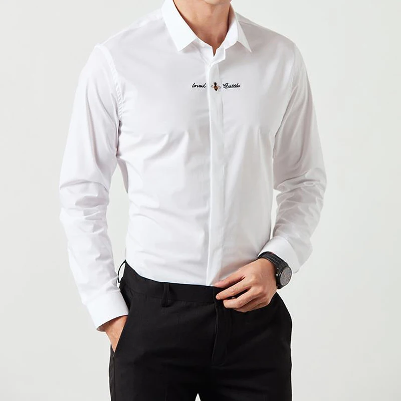 Брендовая мужская рубашка с длинным рукавом, высокое качество, деловая Мужская рубашка, Повседневная облегающая одежда, Camisas masculina размера плюс M-2XL
