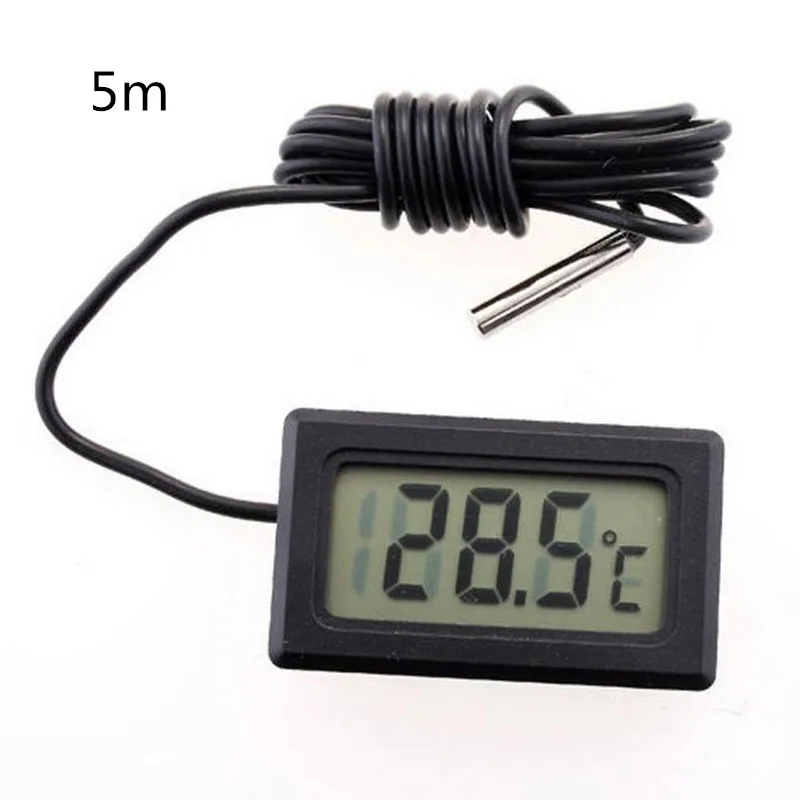 black wired 5M DIDIHOU Temperature Gauge Digital LCD Thermometer with Probe Aquarium Thermometer - Цвет: black wired 5M