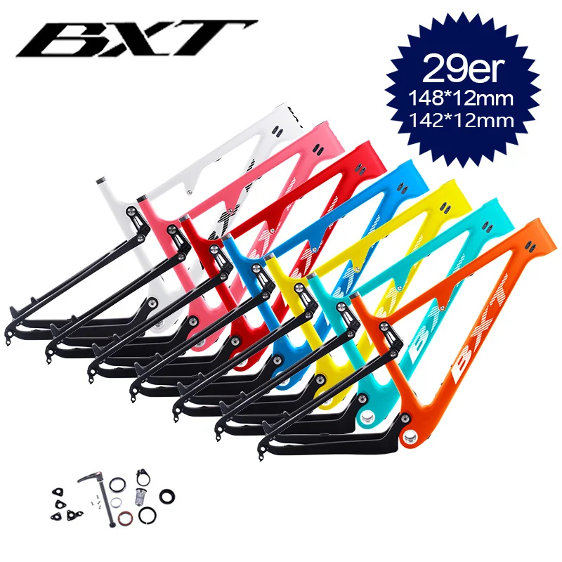 US $567.60 BXT 29er carbon mtb frame full Suspension Bike MTB Frame Max Tire size 23235 boost carbon suspension bike frame parts
