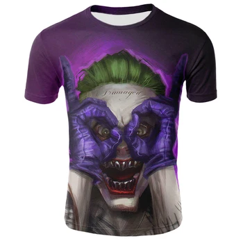 

New hot sale clown 3D printed T-shirt men's clown print character horror face casual men's fashion trend short-sleeved handsome