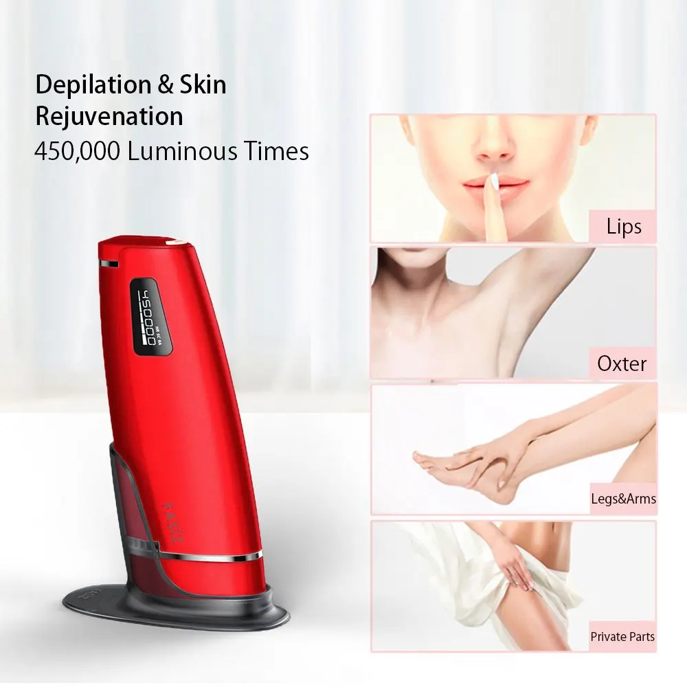 Fasiz Elegant Red Hair Removal Women Permanent Laser IPL Home Hair Remover Bikini Electric 450000 Flashes Epilator With Kit (8)