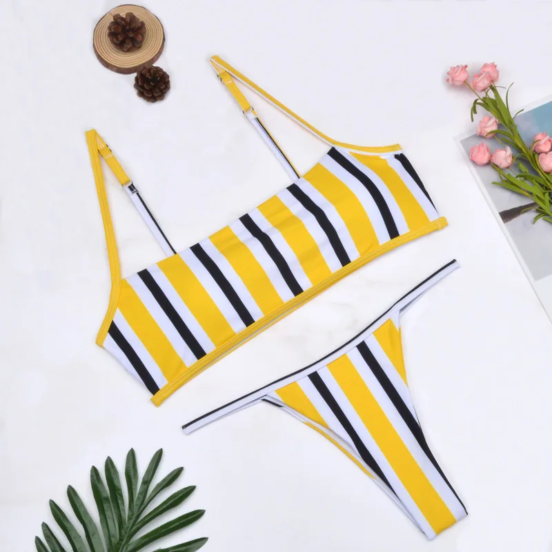 2019-Sexy-Bandeau-Bikinis-Women-Thong-Swimsuits-Solid-Swimwear-Female-Bikini-set-Striped-Black-Brazilian-Biquini