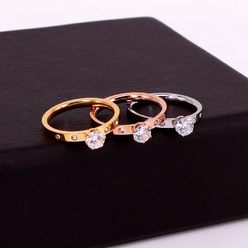 Wedding Rings Finger Rings Womens Ring Jewelry Rings Ring Jewelry Couple Rings Love Jewelry Titanuim Steel Rose Gold Color Crystal Ring For Women Size5-9 R008