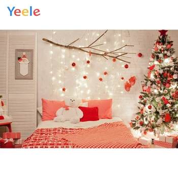 

Christmas Backdrop Bed Room Tree Toy Doll Bear Baby Portrait Photography Backdrops Photographic Background For Photo Studio