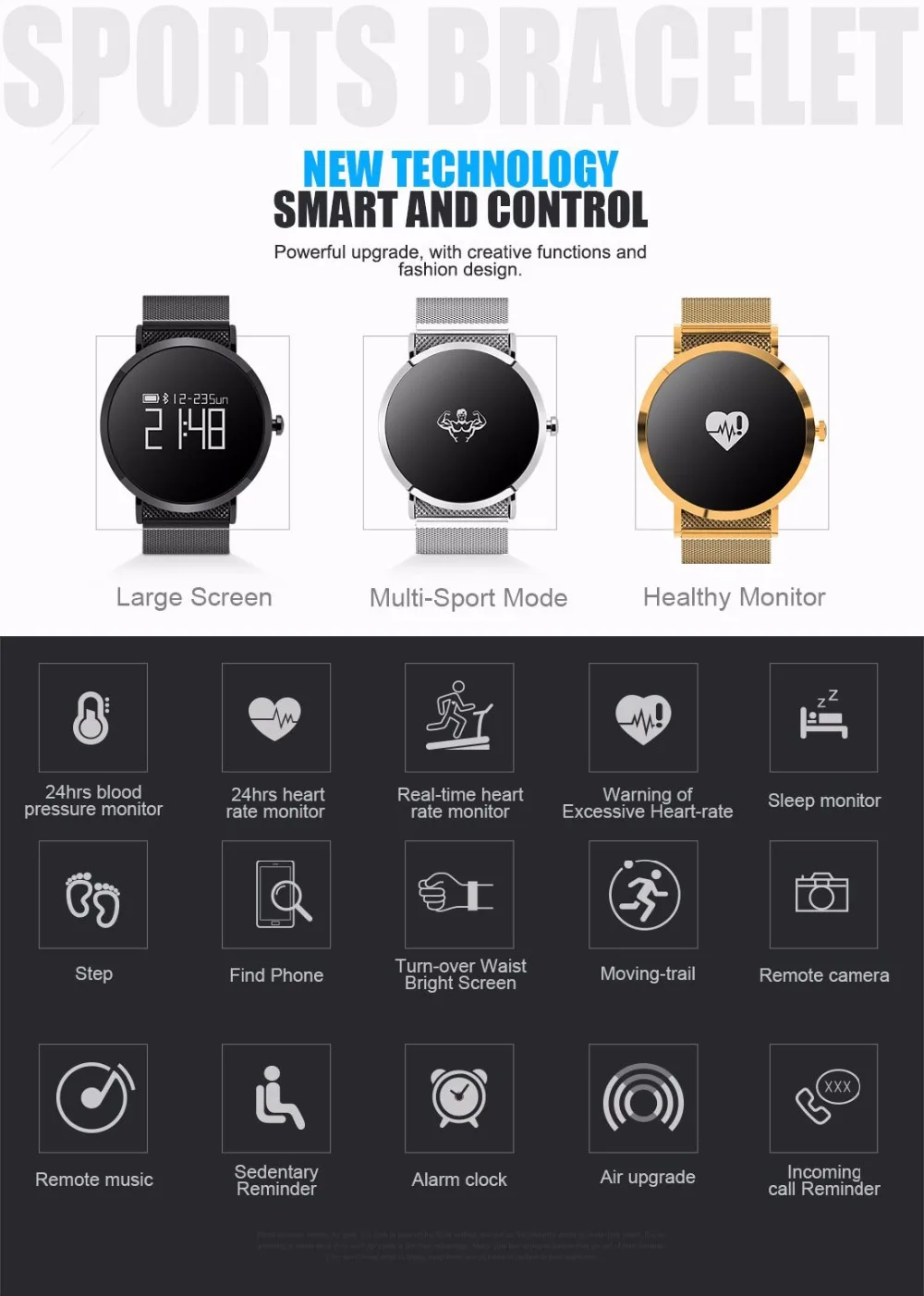 IP67 Waterproof Smart Watch Heart Rate Blood Pressure Monitor Smart Bracelet Android IOS Sports Smartwatch Fitness Tracker