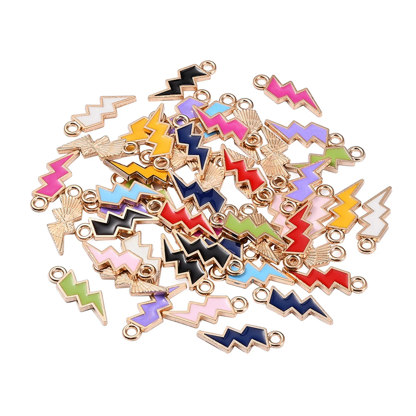 100Pcs Alloy Enamel Lightning Charms DIY Earrings Necklace Pendant  Accessories Jewelry Making Supplies