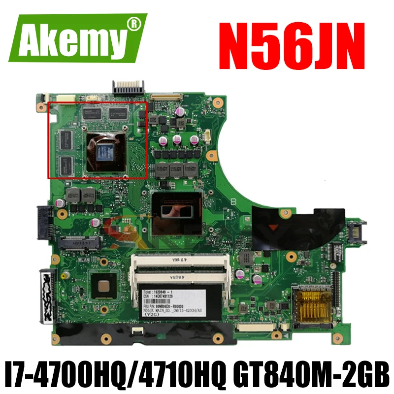 Akem N56JN Laptop motherboard For Asus N56J N56 Test original mainboard I7-4700HQ/4710HQ GT840M-2GB | Компьютеры и офис