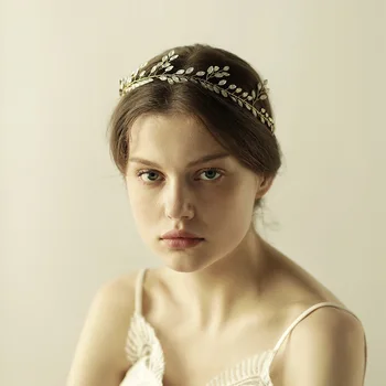 

Alloy handmade Gold headband accessories bride wedding jewelry hair rhinestone headdress wholesale