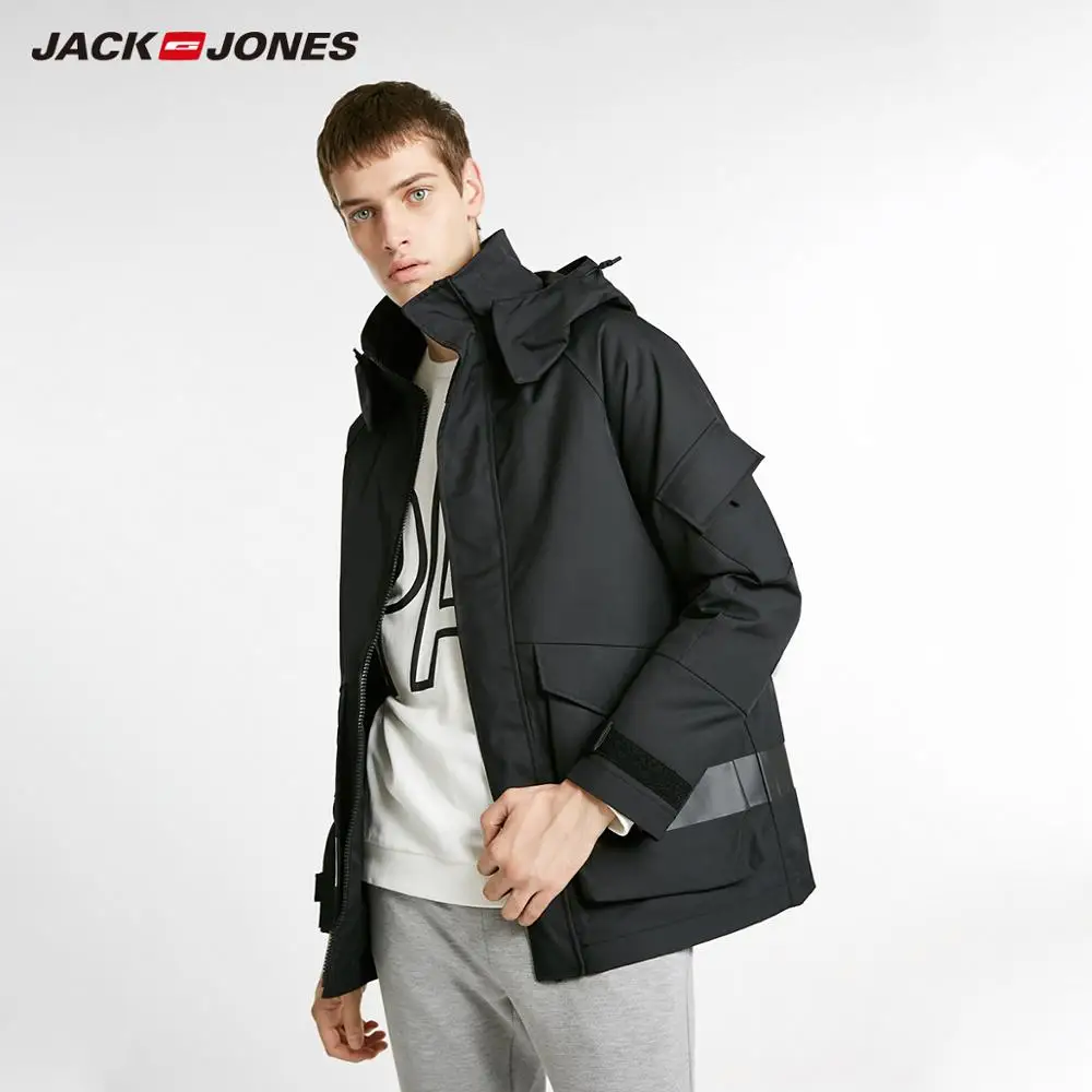 JackJones Мужская Зимняя Повседневная стеганая куртка с капюшоном для мужчин 218409506 - Цвет: Black