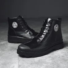 Мужские Водонепроницаемые ботинки из натуральной кожи; мужская повседневная обувь; модные мужские Ботильоны; высокие зимние мужские ботинки