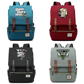 

B3401 Fashion Game GTA5 Grand Theft Auto V Buckle Children School bag Teenagers Student Schoolbags Women Bagpack Men Backpack