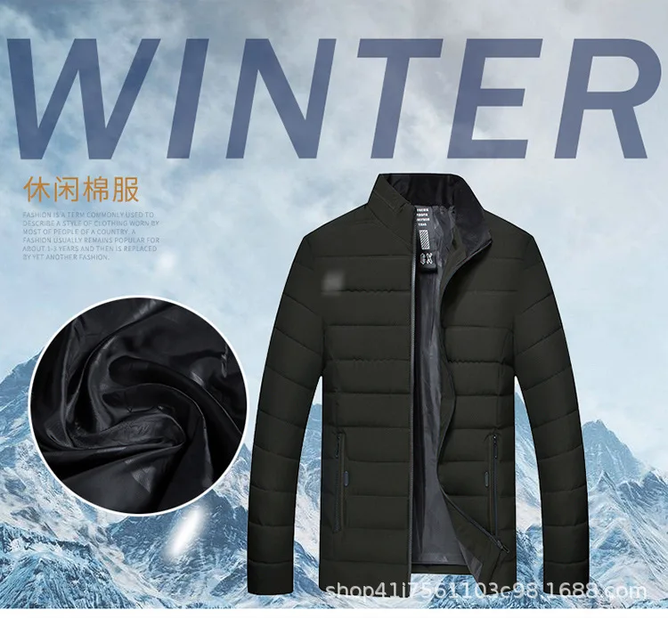 Winter New Style Middle-aged Men Business Cotton Overcoat Middle-aged Daddy Clothes Cotton-padded Jacket Warm Stand Collar Cotto
