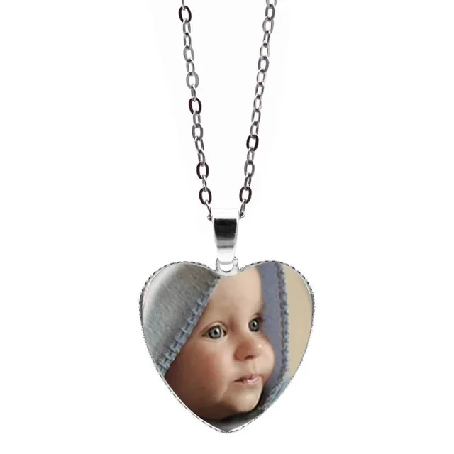 아기용 하트 모양 사진 펜던트, 맞춤형 목걸이, 가족용 선물