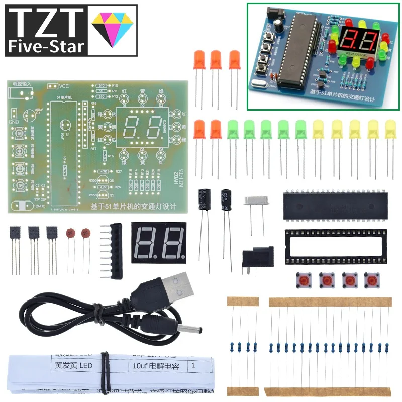 MHT5 Ampel-Controller, elektronisches DIY-Kit, elektromechanische Fähigkeiten, Trainingswettbewerb STC89C5 51, Einzelchip-Mikrocomputer – Detail 10
