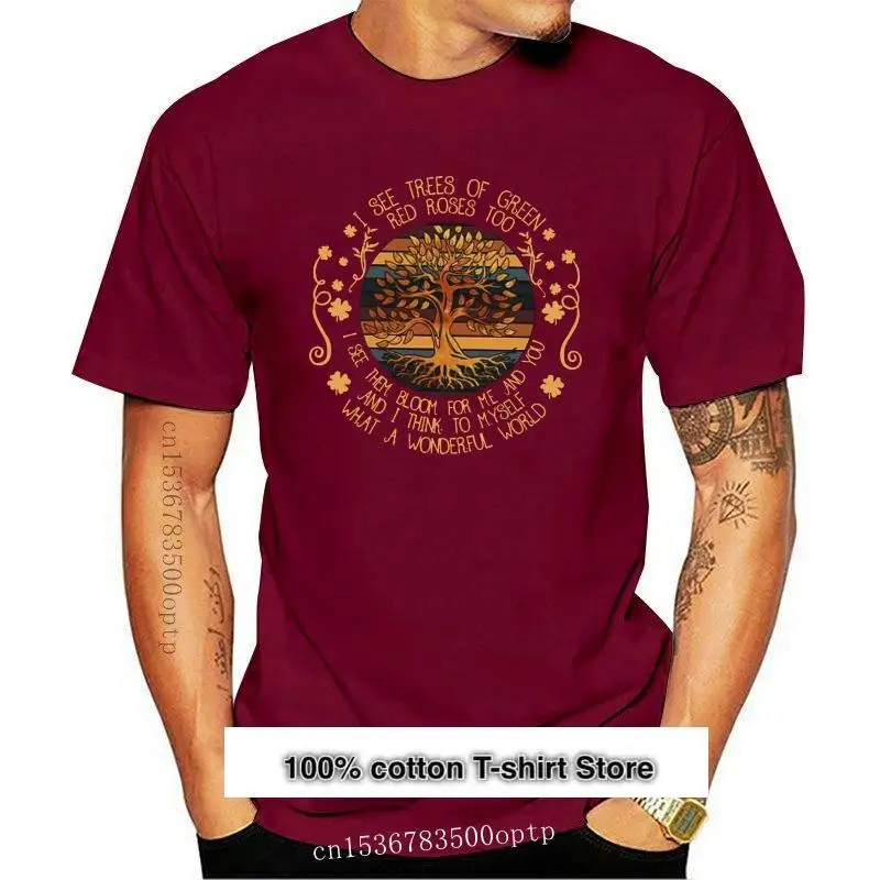 Camiseta de Tree Hippie para hombre camisa color Black I Think To Myself What A Wonderful World S 6Xl nuevo |