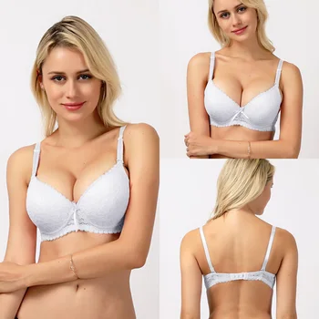 

A/b Cup Sexy Super Push Up Bralette Intimates Lingerie Brassiere Women Thick Padded Lace Bra Floral Bras for Female Underwear