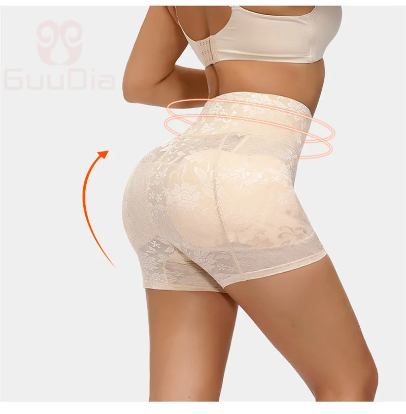 GUUDIA High Waist Trainer Body Shaper Panties Hip Butt Padded Panty Butt Lifter Hip Enhancer Thick Waistband Lace Shapers Women best shapewear for tummy and waist