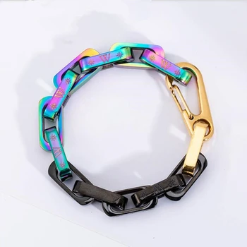 

HANGZHI 2020 New Hip Hop Punk Colorful Square Simple Personality Street Trend Quenching Bracelet For Men Women Girl Jewelry Gift