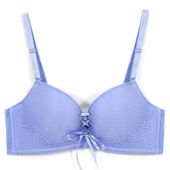 

E lovegirl Sexy Underwear Female Summer New Products White Cotton No Steel Ring Bra New Small Chest Underwear Straps Gathered