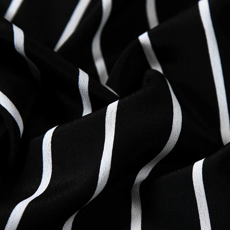 Высококачественная черно-белая полосатая ткань для платья