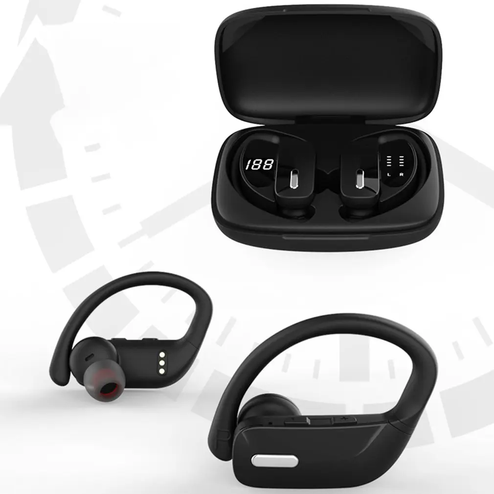 T17 Ear Hanging Type Sports Wireless Headset Black Led Power Display Lossless Noise Reduction Wireless Earphone