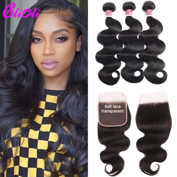 

Transparent lace bundles with closure body wave peruvian remy hair 3 bundles With 4x4 6x6 lace closure hair weaves extensions