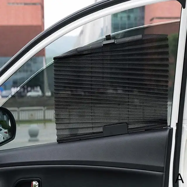 Retractable Car Auto Side Window Sunshades Sun Shade Visor Shade Window Curtain Car Blind Protection Roller Windshield Sun BLACK