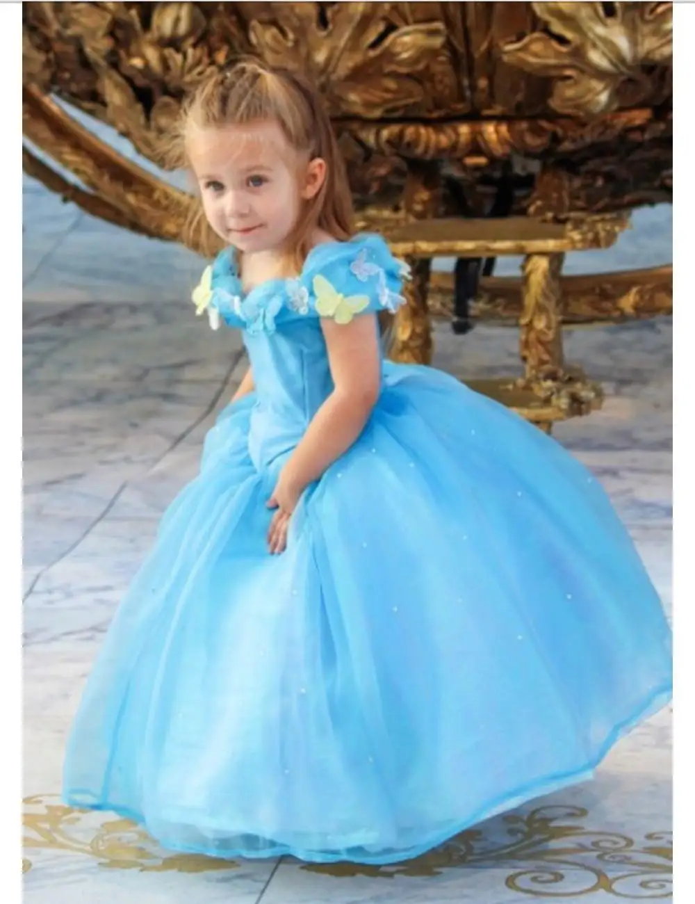 Милые Платья с цветочным узором и рукавами-крылышками для девочек; роскошное платье Золушки; карнавальный костюм; вечерние платья; платье принцессы - Цвет: as picture