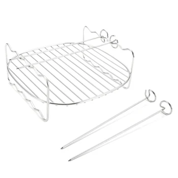 

Baking Tray Double-deck Barbecue Air Fryer Replacement Skewers BBQ Rack Home Stainless Steel Holder