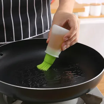 

Portable Silicone Oil Bottle Brush with Cap Barbecue Brush with Scale BBQ Sauce Butter Brush Kitchen Tools silicone cooking