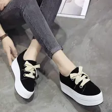 Autumn muffin with lace scrub sneakers women's increased walking shoes waterproof platform student female sports shoes ZQ-56