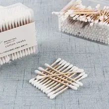 200 шт./упак. одноразовые ватные палочки двухголовые деревянные палочки многофункциональные аксессуары для макияжа санитарная Чистящая ватные тампоны
