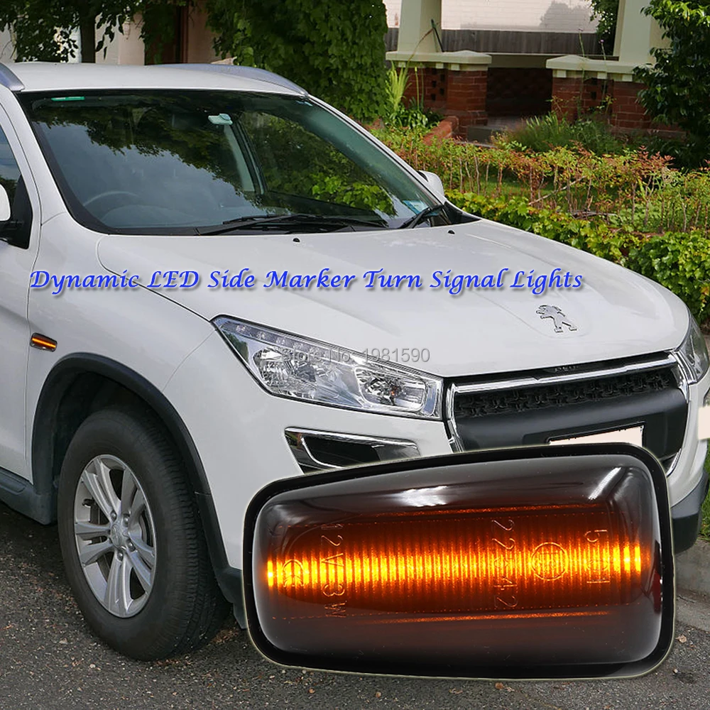 

2pcs water flowing LED side marker turn signal indicator lights for peugeot 106 MKII 306 406 806 Expert Parnter Ranch car lamp