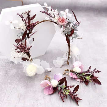 

Bride Headpiece Crown Headwear Pearl Head Band Wedding Headdress Handmade Romantic Flower Tiaras Hair Jewelry Accessories