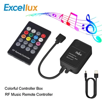 

DC 5V -24V 20keys Led RGB Sound Sensor wireless Music Controller+RGB RF Remote Controller+USB cable For 5050 3528 LED Strip