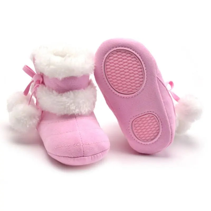 Милые теплые зимние ботинки из хлопка; детская зимняя обувь на мягкой подошве для новорожденных; нескользящие рождественские ботинки для девочек
