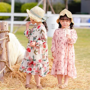 

Spring Summer New Children's Clothing Girls Dress Baby Floral Dresses Autumn 2020 Long Sleeve Children's Cotton Chiffon Dresses