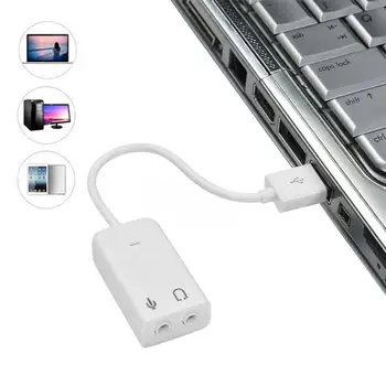 

External USB 2.0 Audio Adapter 7.1 Sound Card Dynamic 3D Surround Sound White