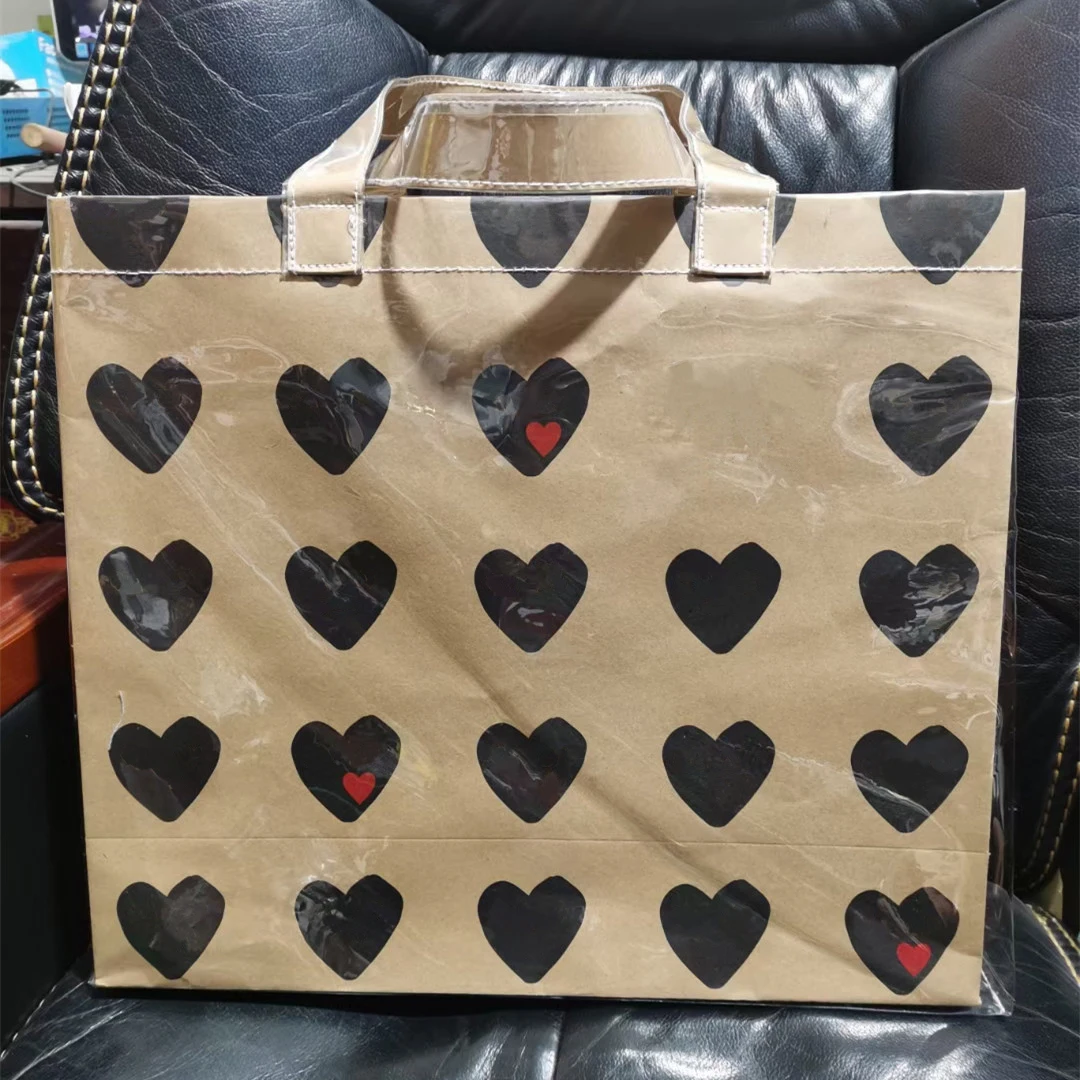 Women's New Christmas Black Love Canvas Large Capacity Shopping Bag Square Portable Fashion Designer Personalized Brand | Багаж и