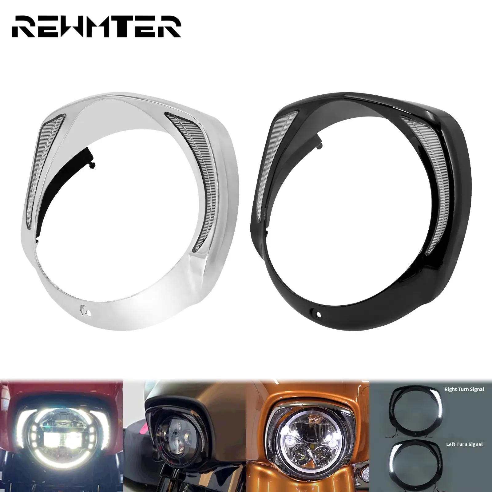 Motorcycle Turn Signal Light Bezels Trim Rings For Harley Touring Road Glide FLH