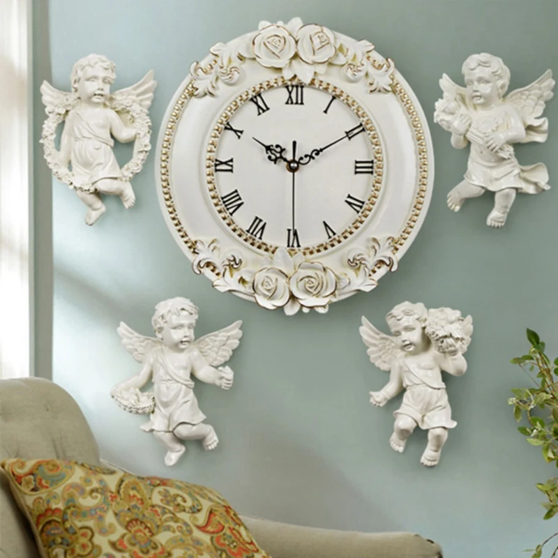 Креативные декоративные цифровые настенные часы в европейском стиле с изображением розы из смолы, тихие часы для комнаты, украшения для
