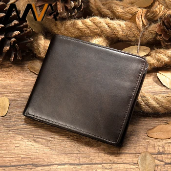 

MVA Men's Wallets Genuine Leather Short Bifold Wallet Coin Purse Men Leather Wallets for Cards Wallet Male Purse Cardholder 7608