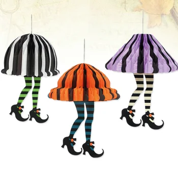 

6PCS Halloween Ornaments Colorful High Heels Skirt Ball Lantern Hotel Paper Lantern