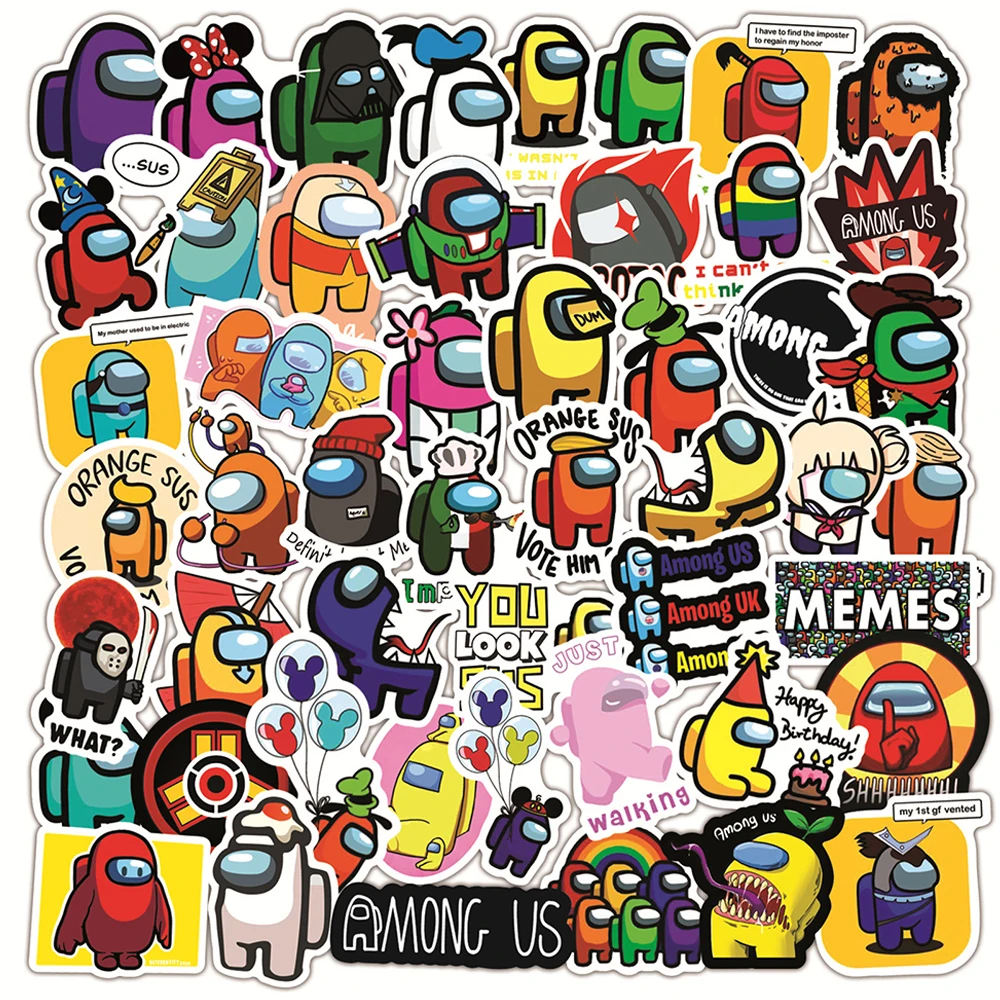 

50PCSGame Among Us Graffiti Stickers Game Anime Stickers Toy Luggage Laptop Guitar Gift Waterproof Stickers Without Leaving Glue